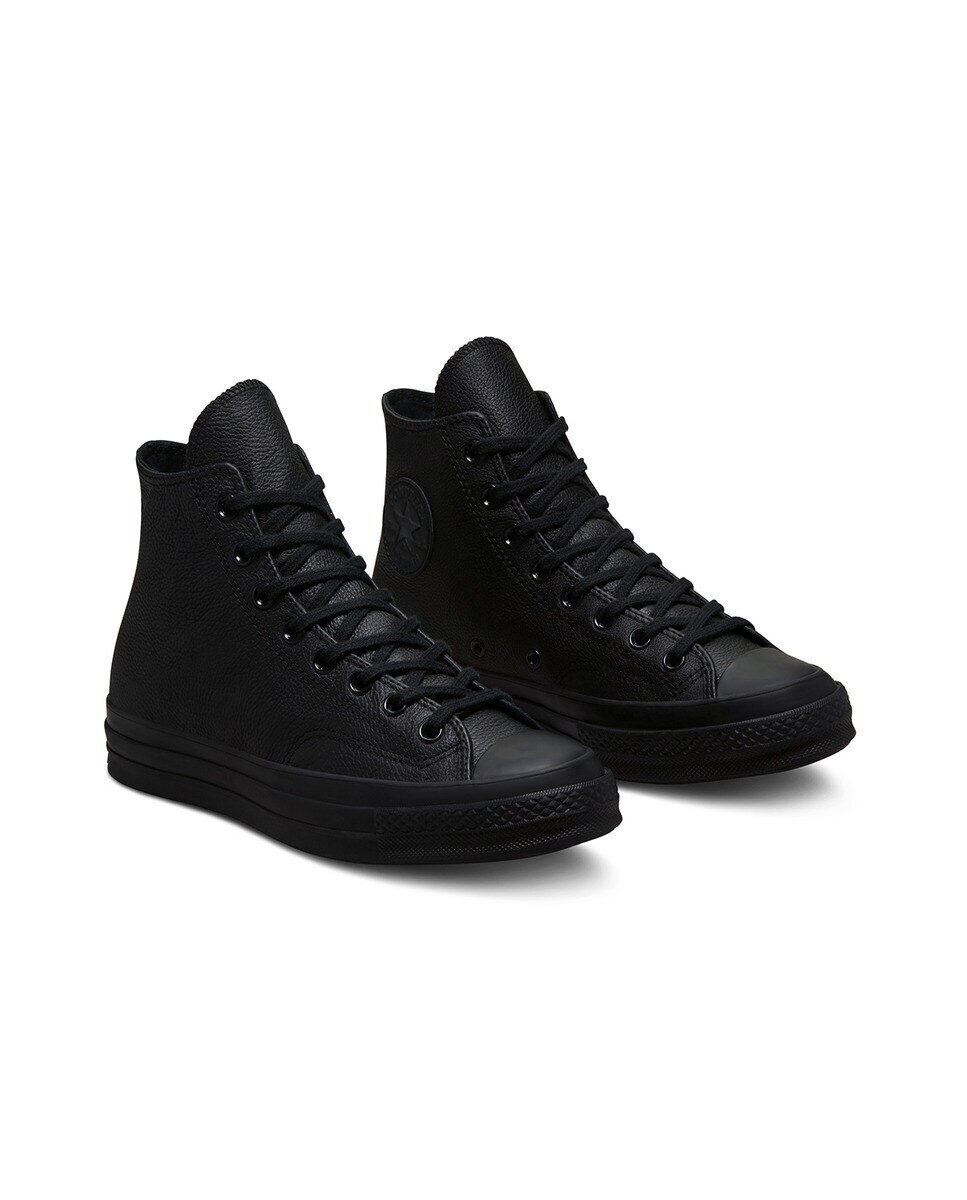 Sapatilhas Casual Altas Unissexo Chuck 70 Coleção Tonal Leather Preto-2