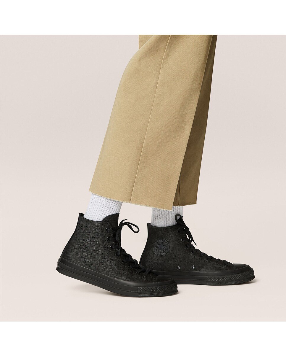 Sapatilhas Casual Altas Unissexo Chuck 70 Coleção Tonal Leather Preto-8