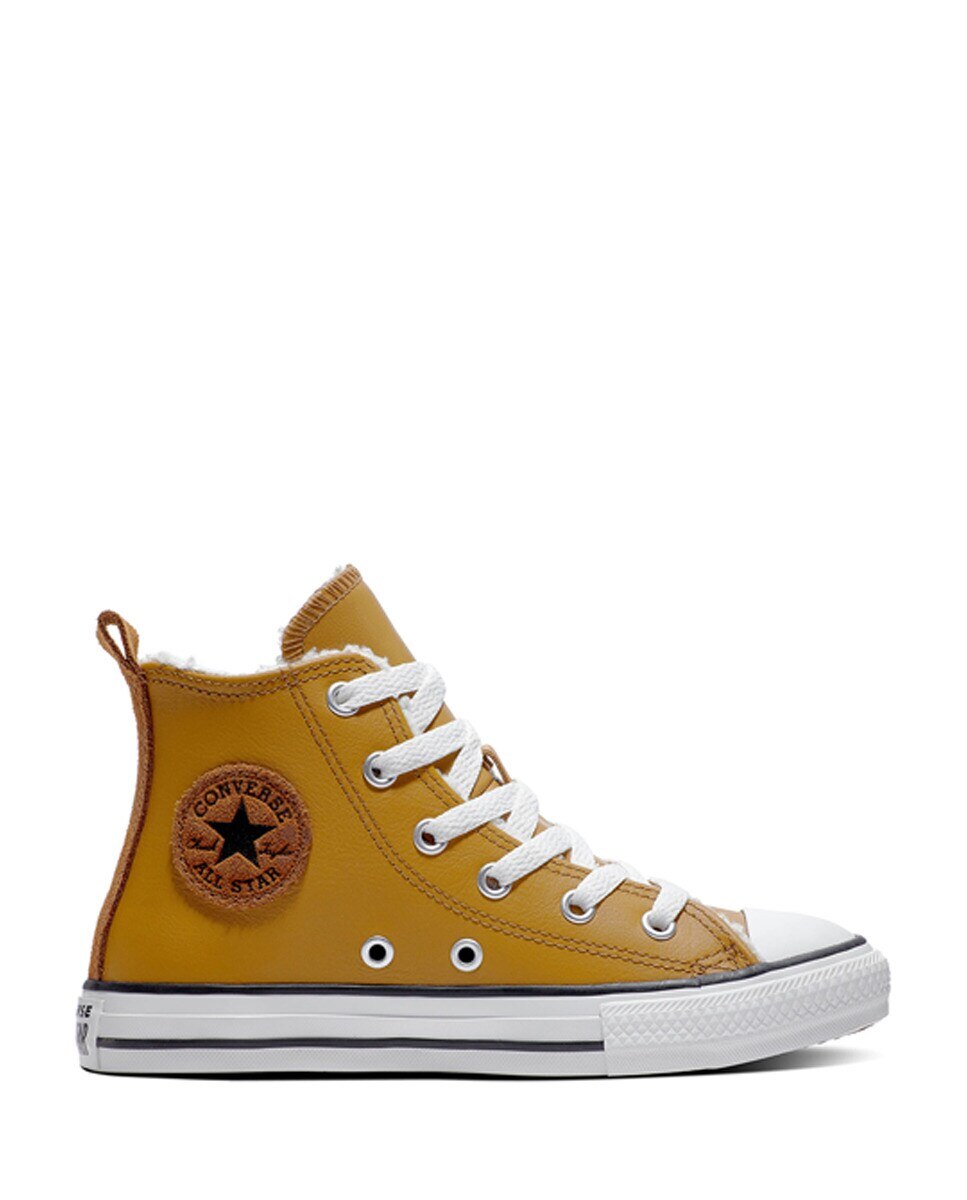 Sapatilhas Casual Altas de Criança Chuck Taylor All Star Coleção Lined Leather Mostarda-1