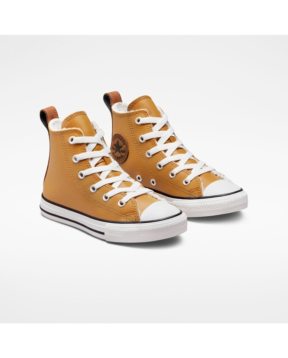 Sapatilhas Casual Altas de Criança Chuck Taylor All Star Coleção Lined Leather Mostarda-2