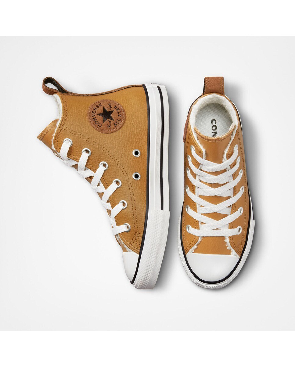 Sapatilhas Casual Altas de Criança Chuck Taylor All Star Coleção Lined Leather Mostarda-3