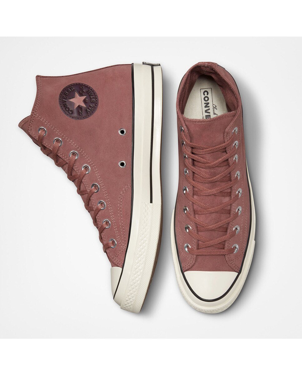 Sapatilhas Casual Altas Unissexo Chuck 70 Coleção Suede Rosa-3