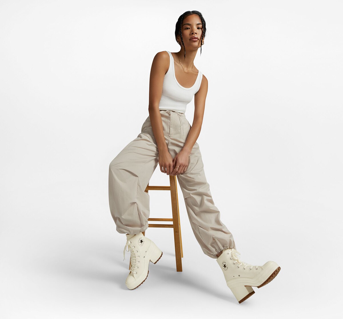 Sapatilhas Casual Altas Unissexo Chuck 70 Heel Hi Foundation Branco-8
