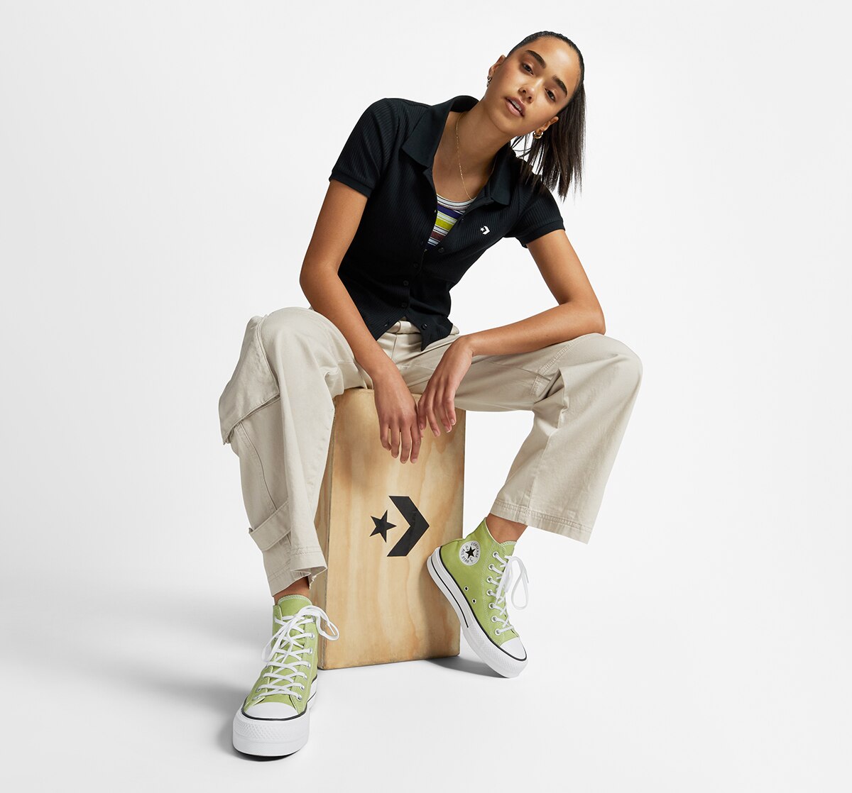 Sapatilhas Casual de Mulher Chuck Taylor All Star Lift Hi Verde-8