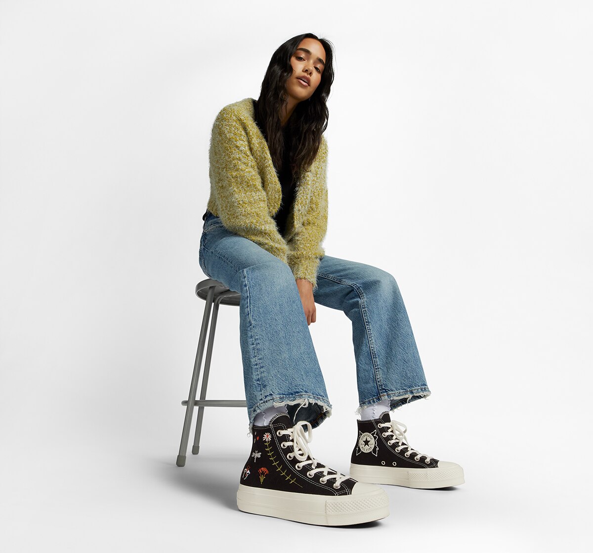Sapatilhas Casual Altas de Mulher Chuck Taylor All Star Lift Hi Fairy Goddess Preto-9