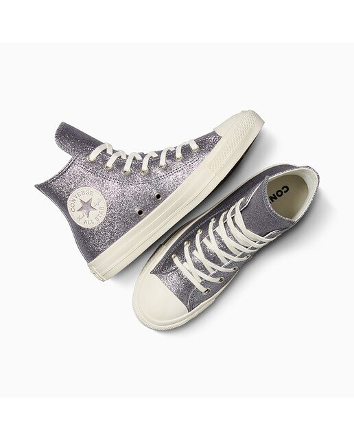 Sapatilhas Casual de Mulher Chuck Taylor All Star Hi Sparkle Party Prateado-3