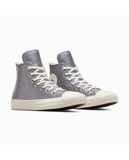 Sapatilhas Casual de Mulher Chuck Taylor All Star Hi Sparkle Party Prateado-4
