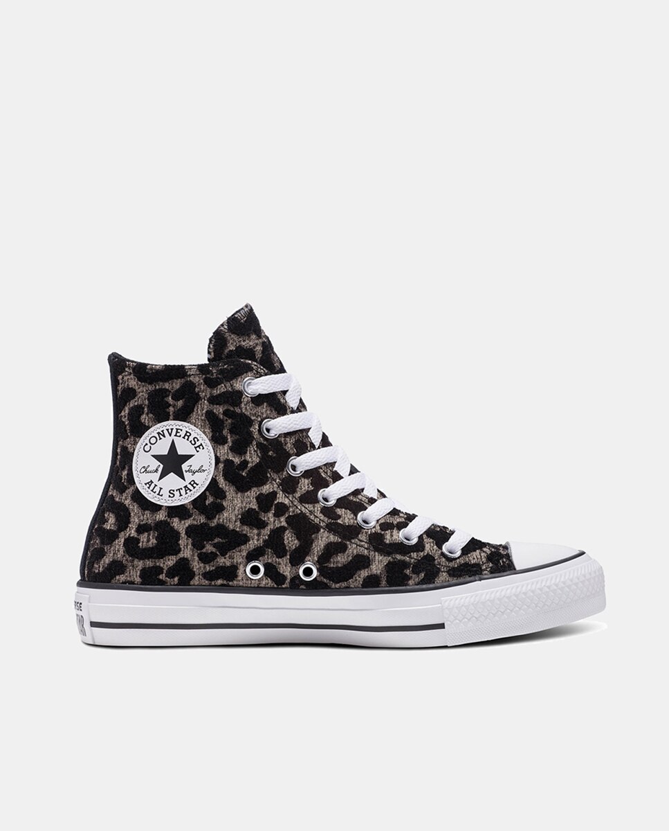 Sapatilhas Casual Altas de Criança Chuck Taylor All Star Hi Leopard Love Preto / Cinzento-1