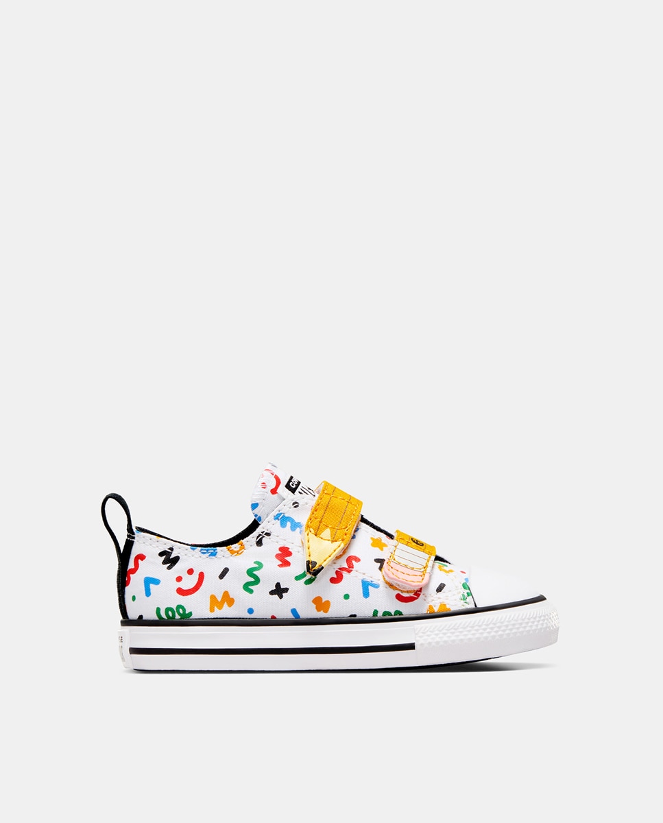 Sapatilhas Casual de Criança Chuck Taylor All Star Easy-On Doodles Low Top Branco-1