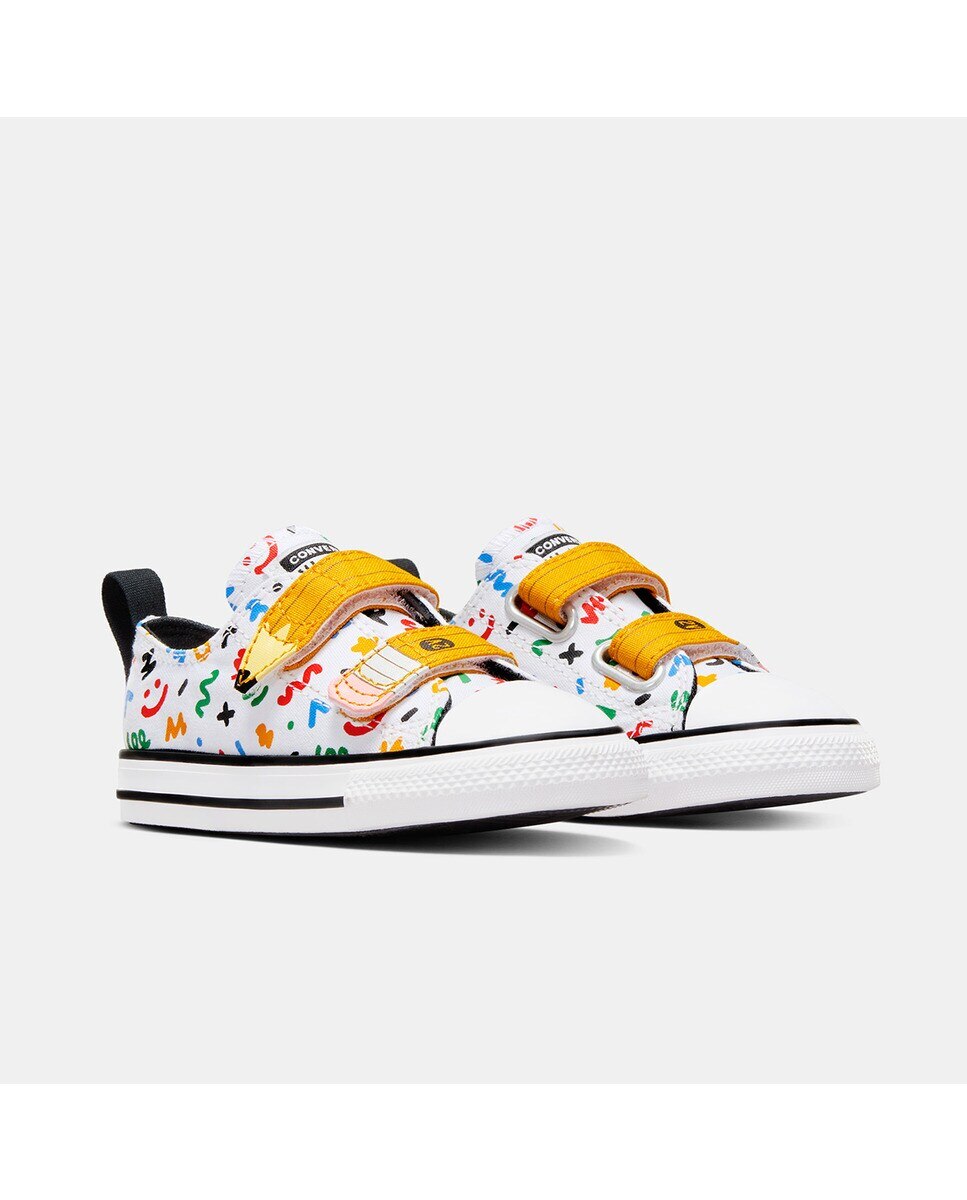 Sapatilhas Casual de Criança Chuck Taylor All Star Easy-On Doodles Low Top Branco-3
