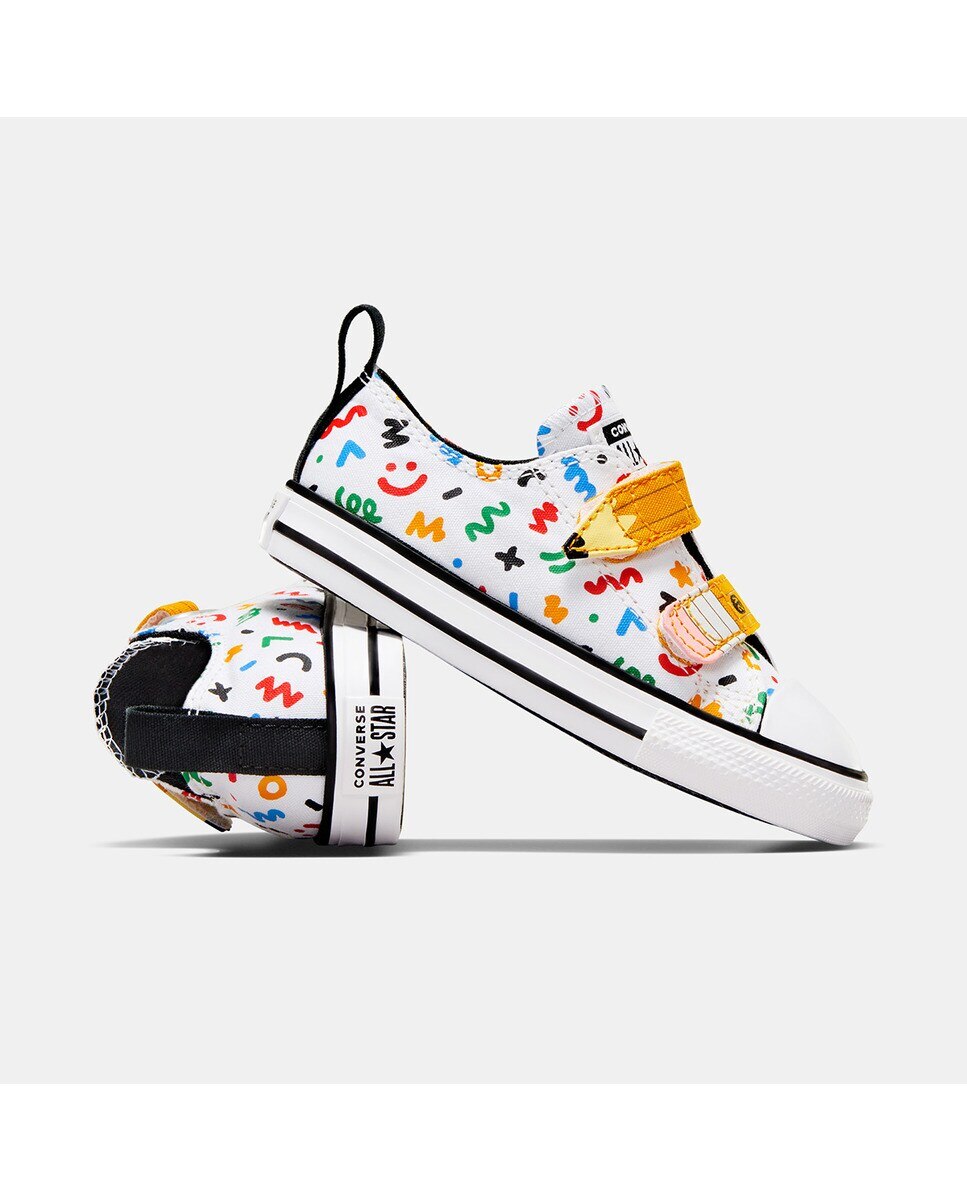 Sapatilhas Casual de Criança Chuck Taylor All Star Easy-On Doodles Low Top Branco-5