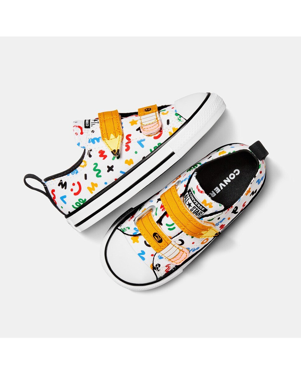 Sapatilhas Casual de Criança Chuck Taylor All Star Easy-On Doodles Low Top Branco-6
