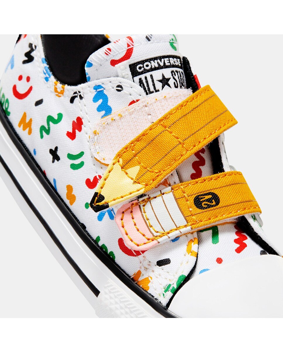 Sapatilhas Casual de Criança Chuck Taylor All Star Easy-On Doodles Low Top Branco-7