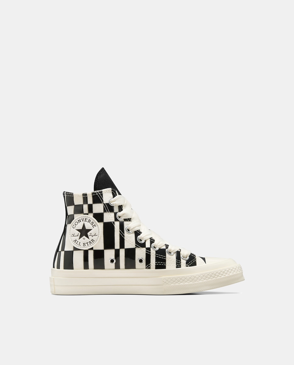 Sapatilhas Casual Unissexo Chuck 70 Checkered High Top Branco-marfim-1