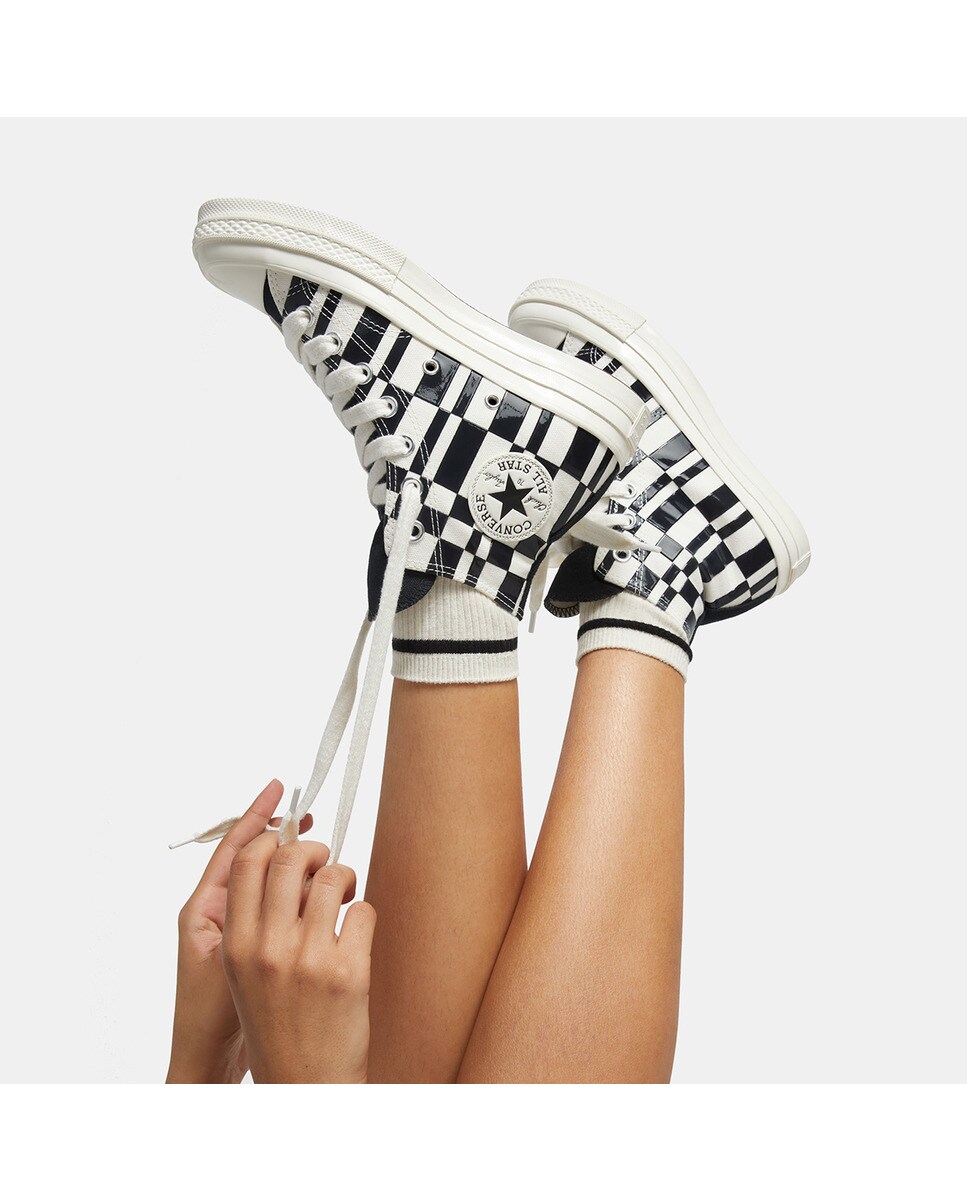 Sapatilhas Casual Unissexo Chuck 70 Checkered High Top Branco-marfim-4