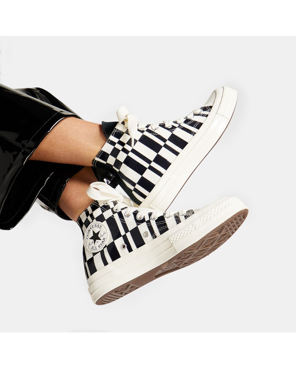 Sapatilhas Casual Unissexo Chuck 70 Checkered High Top Branco-marfim-5