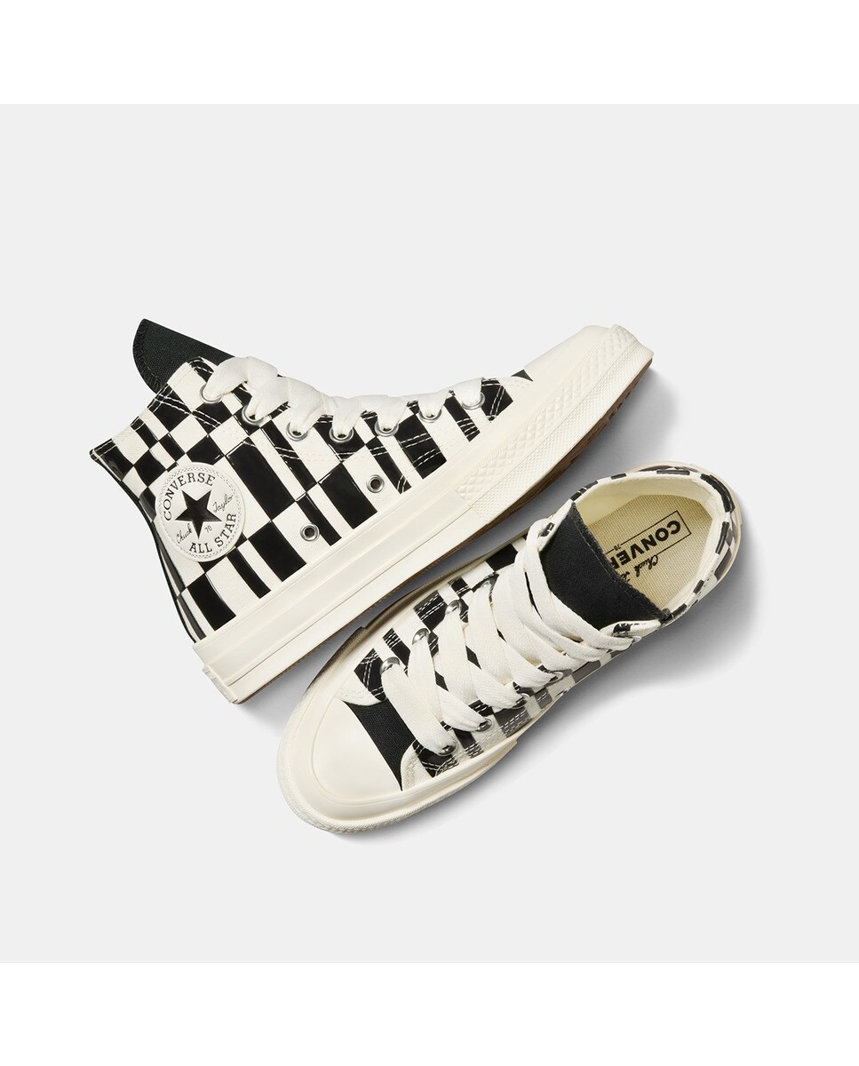 Sapatilhas Casual Unissexo Chuck 70 Checkered High Top Branco-marfim-9