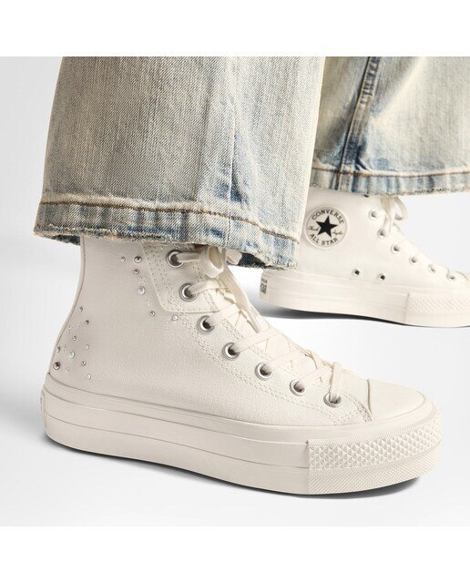 Sapatilhas Casual de Mulher Chuck Taylor All Star Lugged Heel Black Lux Branco-2