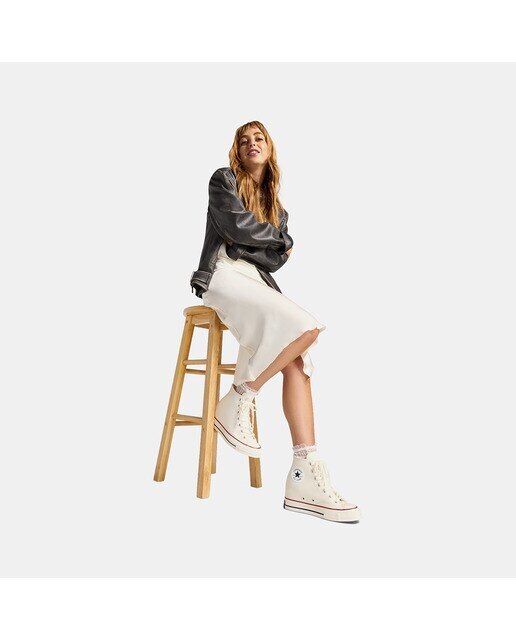 Sapatilhas Casual de Mulher Chuck 70 Wedge Branco-marfim-8
