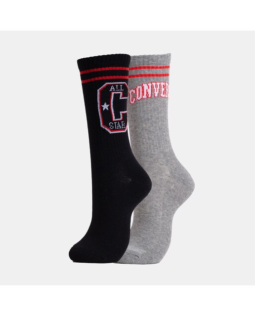 Pack de 2 pares de calcetines largos Varsity Crew Half Cushion Converse - Negro / Gris Negro / Gris-1