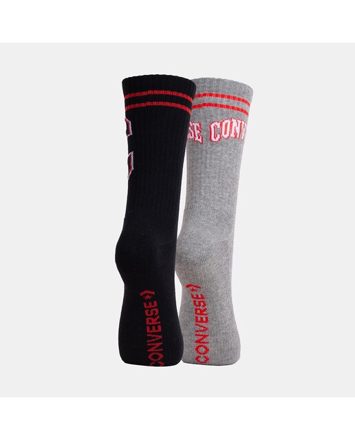 Pack de 2 pares de calcetines largos Varsity Crew Half Cushion Converse - Negro / Gris Negro / Gris-2