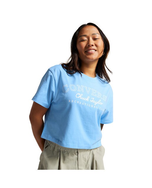 T-shirt de Mulher Retro Chuck Cropped Tee Azul-1