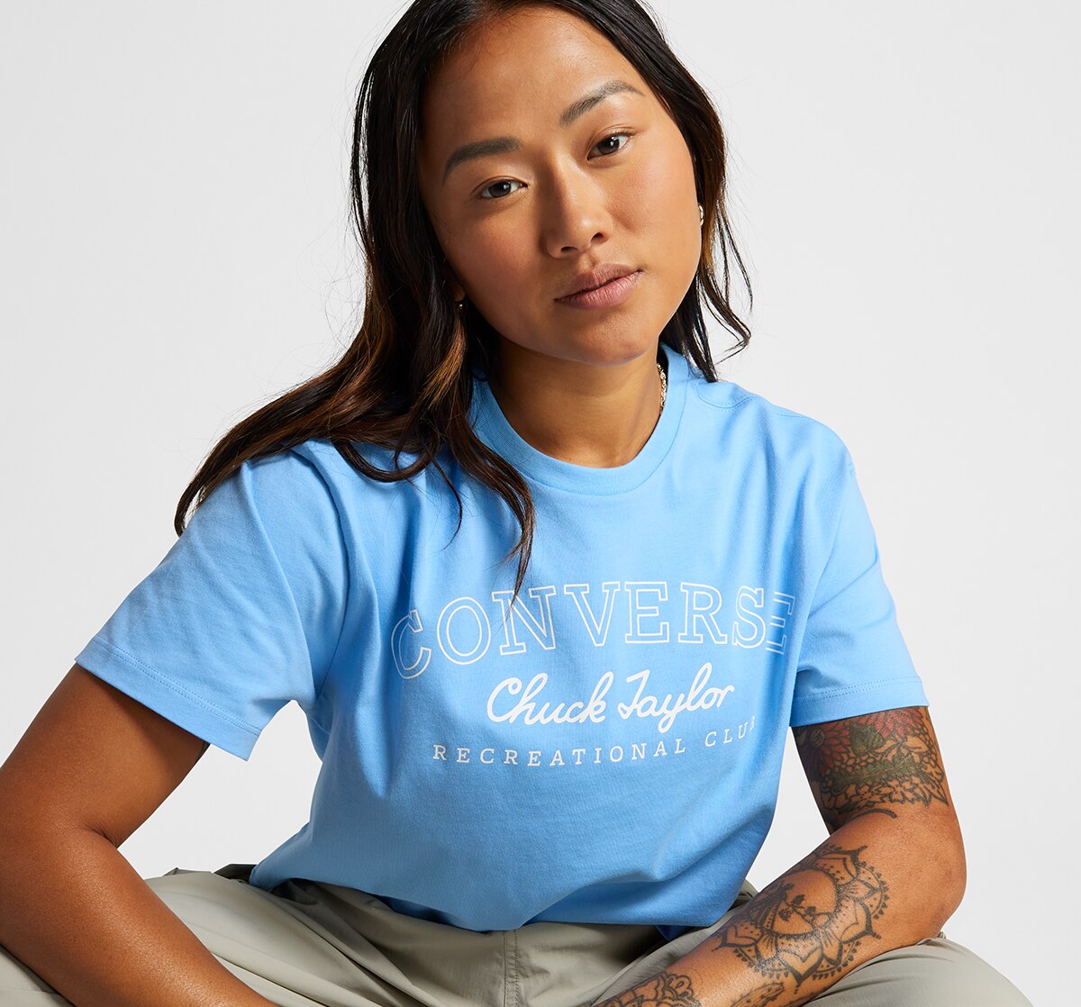 T-shirt de Mulher Retro Chuck Cropped Tee Azul-3