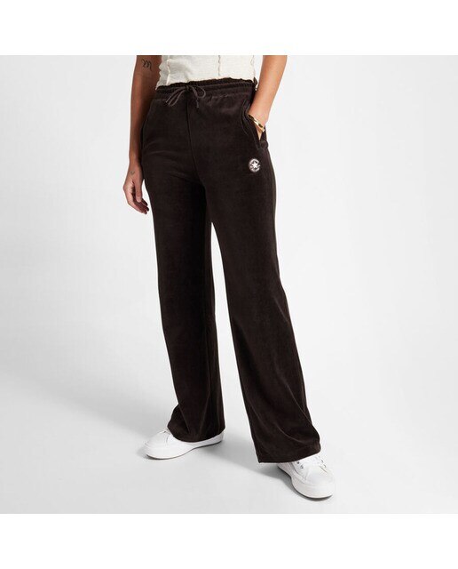 Calças de Mulher Chuck Taylor Velour Pant Castanho-1