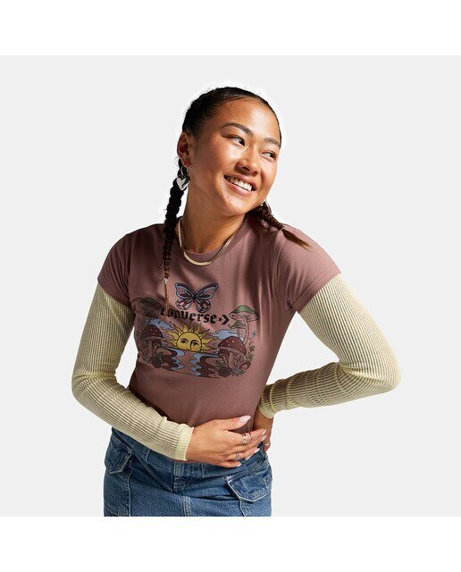 T-shirt de Mulher Blooming Skate Rosa-escuro-2