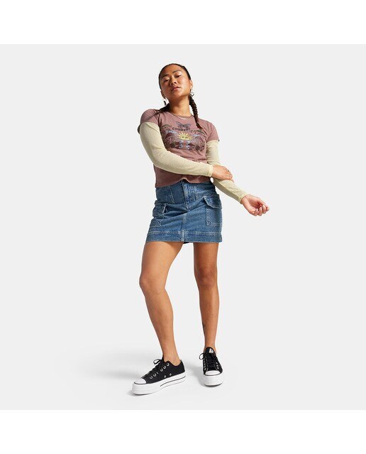 T-shirt de Mulher Blooming Skate Rosa-escuro-3