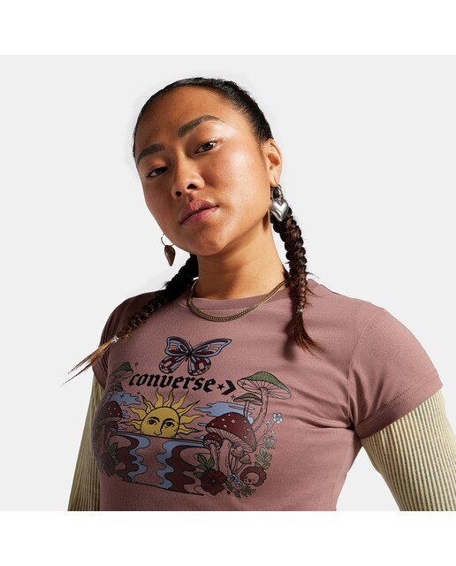T-shirt de Mulher Blooming Skate Rosa-escuro-5