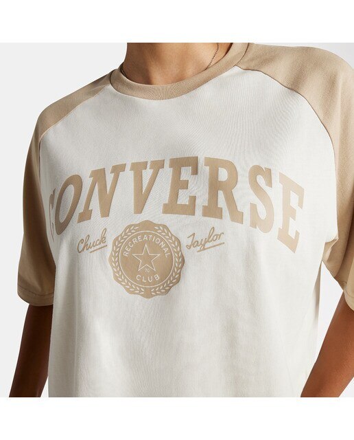 T-shirt de Mulher Retro Cropped Branco / Castanho-6