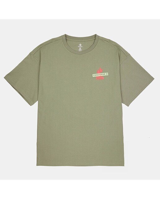 T-shirt de Homem Loose Fit Festival Palm Tree Verde-militar-1