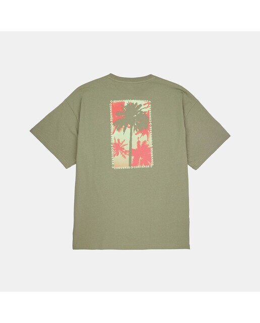 T-shirt de Homem Loose Fit Festival Palm Tree Verde-militar-2