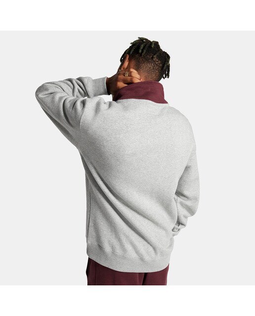 Sweatshirt de Homem Retro Quarter Zip Grená / Cinzento-3