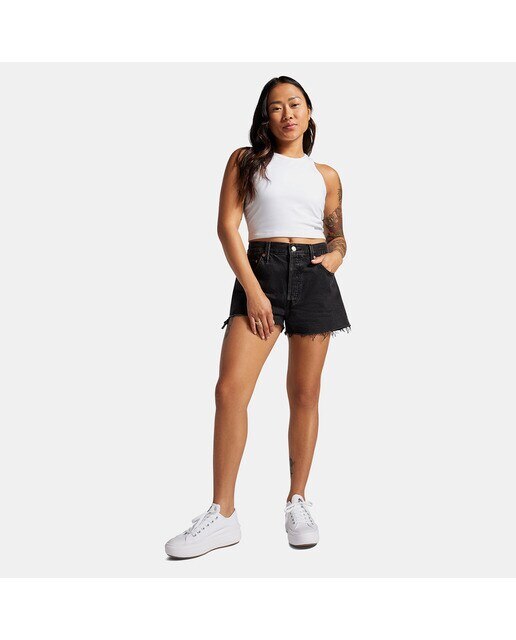 Top Casual de Mulher High Neck Knit Tank Top Branco-2