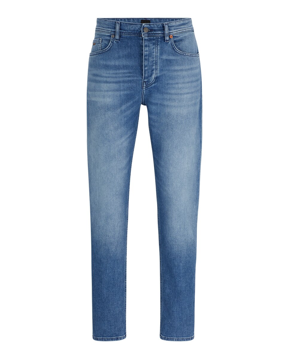 Jeans Tapered Fit em Cómoda Ganga Elástica Azul-5