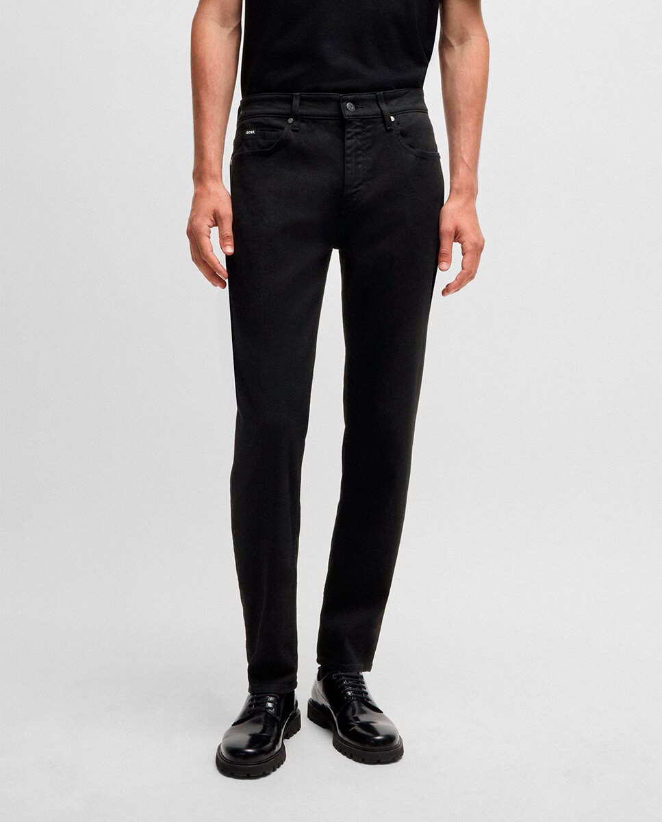 Jeans Maine Straight Fit de Ganga Italiana Super Suave Preto-2