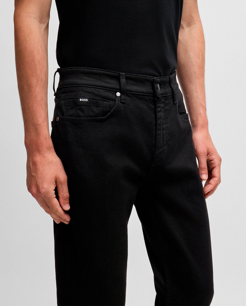 Jeans Maine Straight Fit de Ganga Italiana Super Suave Preto-4