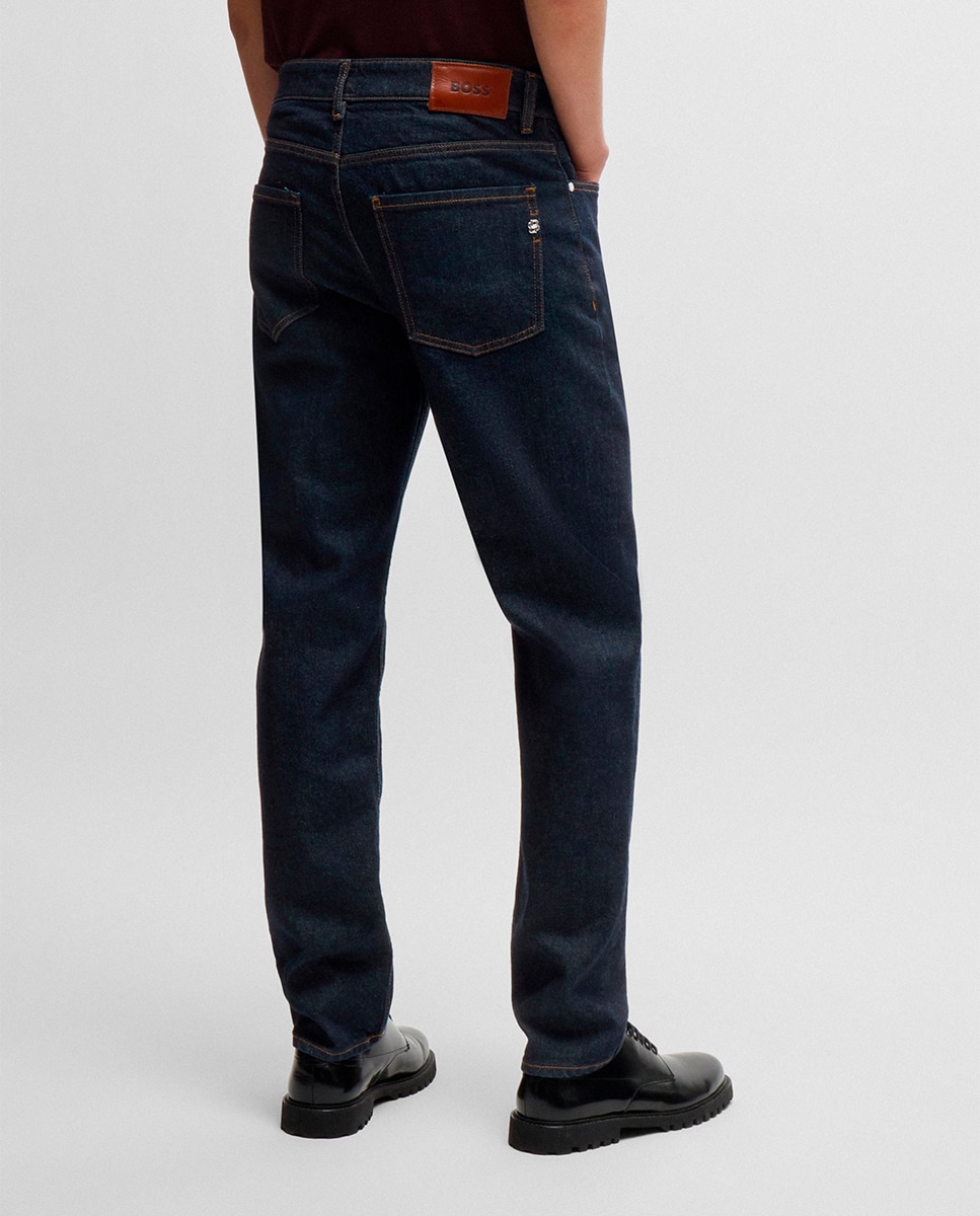 Jeans Maine Straight Fit em Cómodo Tecido de Ganga Elástica Azul-marinho-3