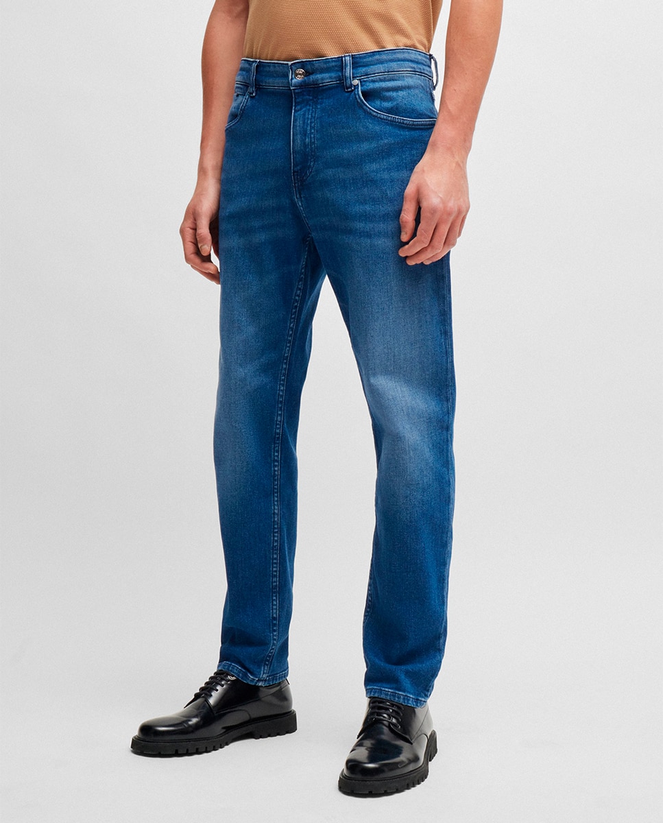 Jeans Maine Straight Fit em Cómodo Tecido de Ganga Elástica Azul-2