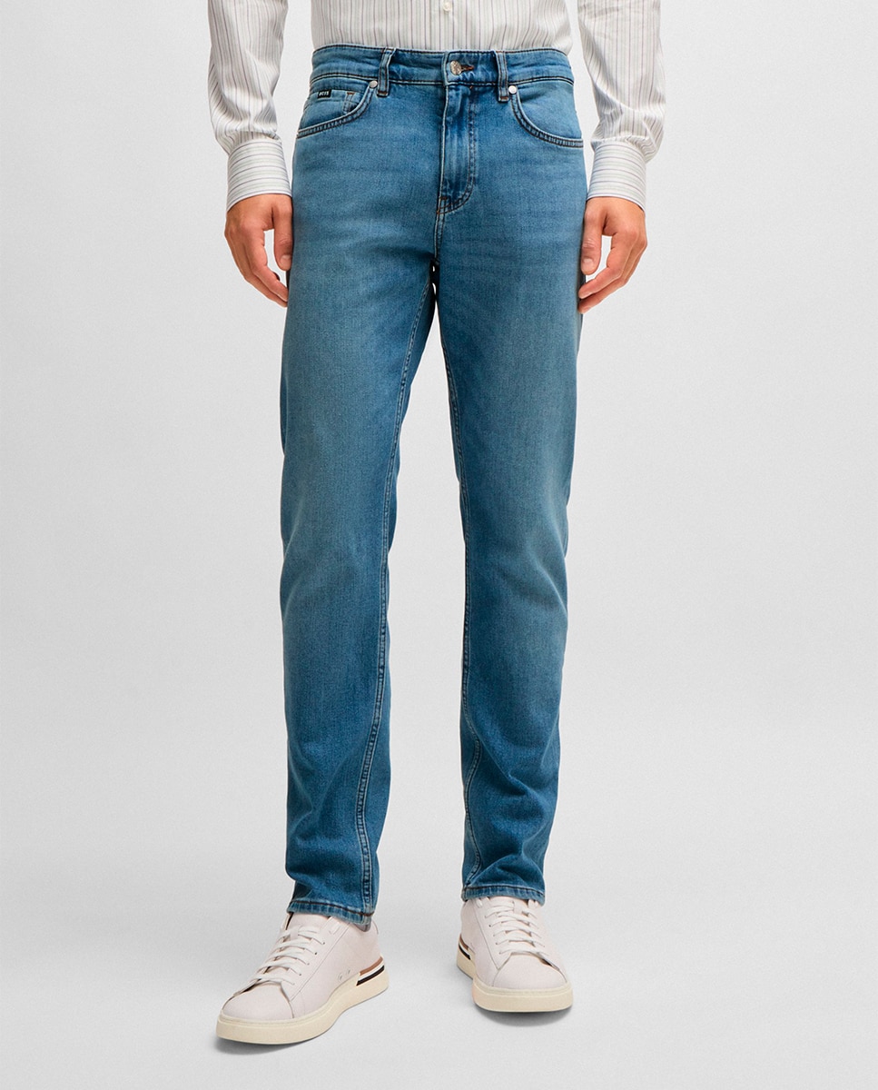 Jeans Delaware Slim Fit em Cómodo Tecido de Ganga Elástica Azul-2