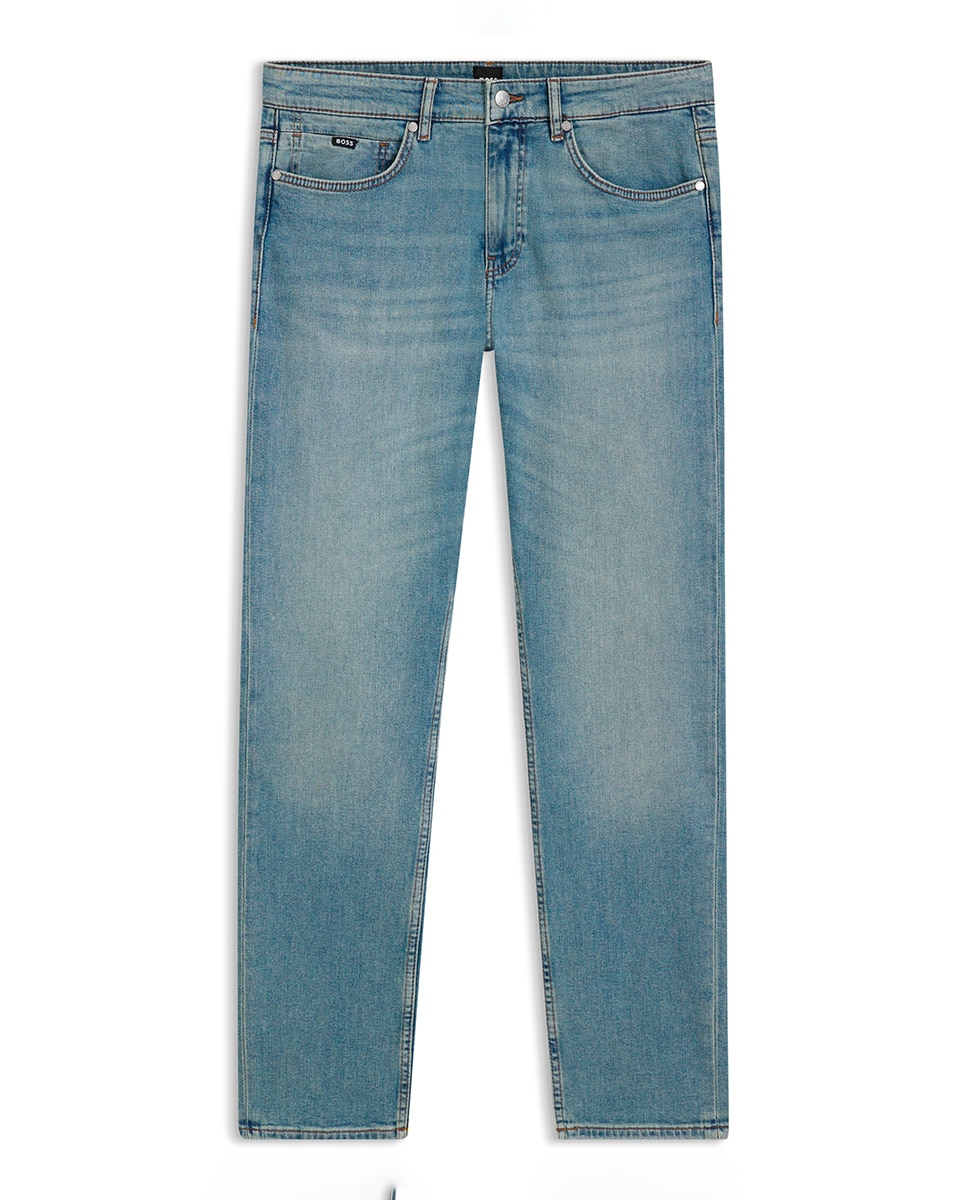 Jeans Delaware Slim Fit em Cómodo Tecido de Ganga Elástica Azul-5