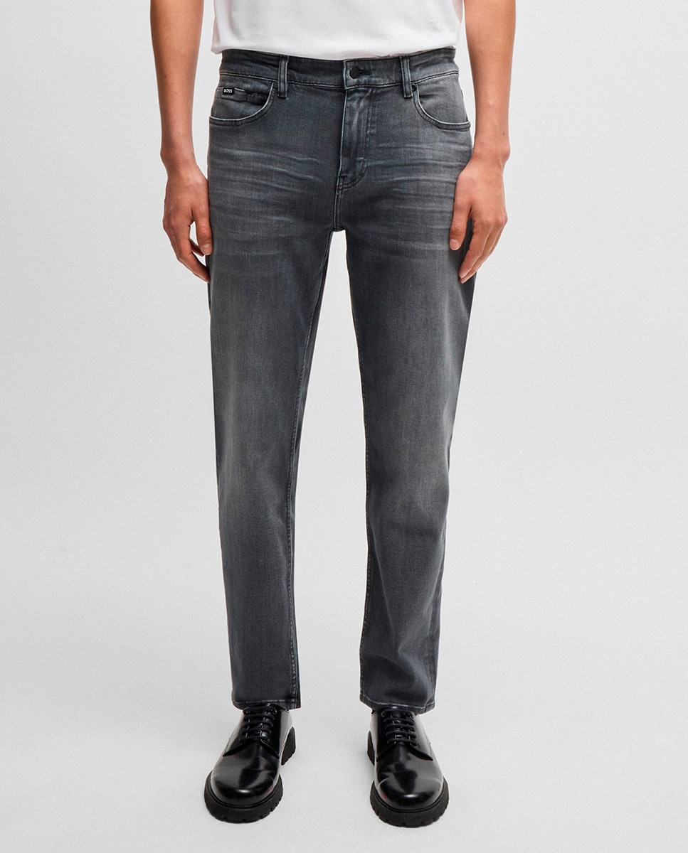 Jeggings Maine Straight Fit em Tecido de Ganga Elástica - Cinzento Cinzento-2