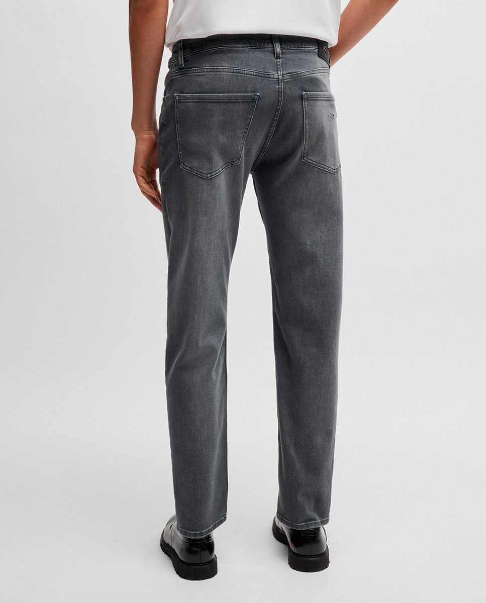 Jeggings Maine Straight Fit em Tecido de Ganga Elástica - Cinzento Cinzento-3