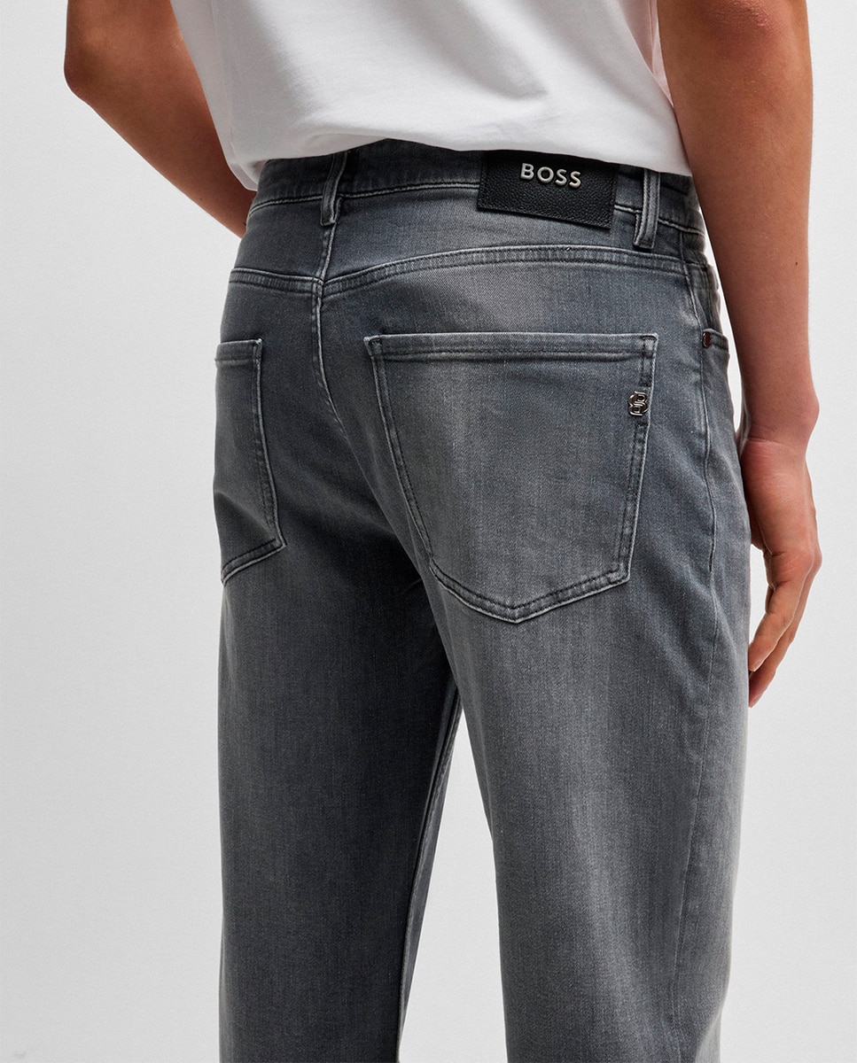 Jeggings Maine Straight Fit em Tecido de Ganga Elástica - Cinzento Cinzento-4