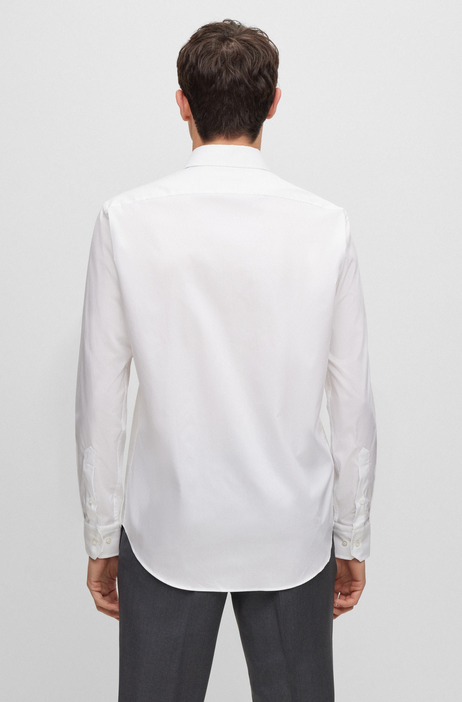 Camisa Regular Fit Fácil de Engomar em Popelina de Algodão Branco-2