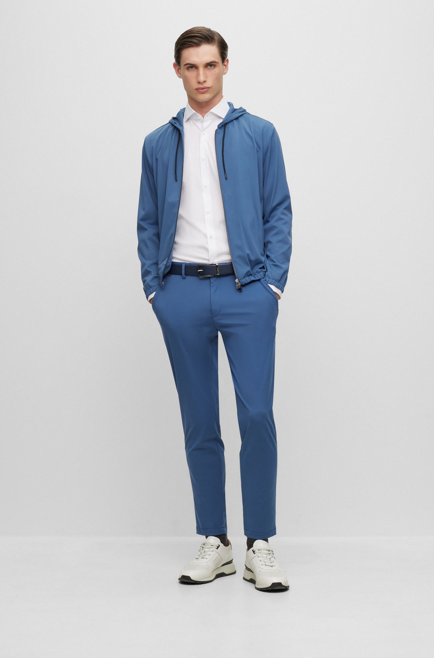 Camisa Slim Fit Fácil de Engomar e em Popelina de Mistura de Algodão Branco-5