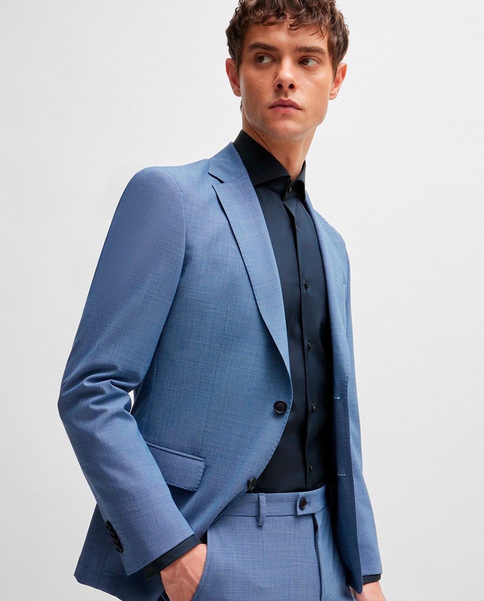 Camisa Slim Fit Fácil de Engomar e em Popelina de Mistura de Algodão Azul-marinho-4