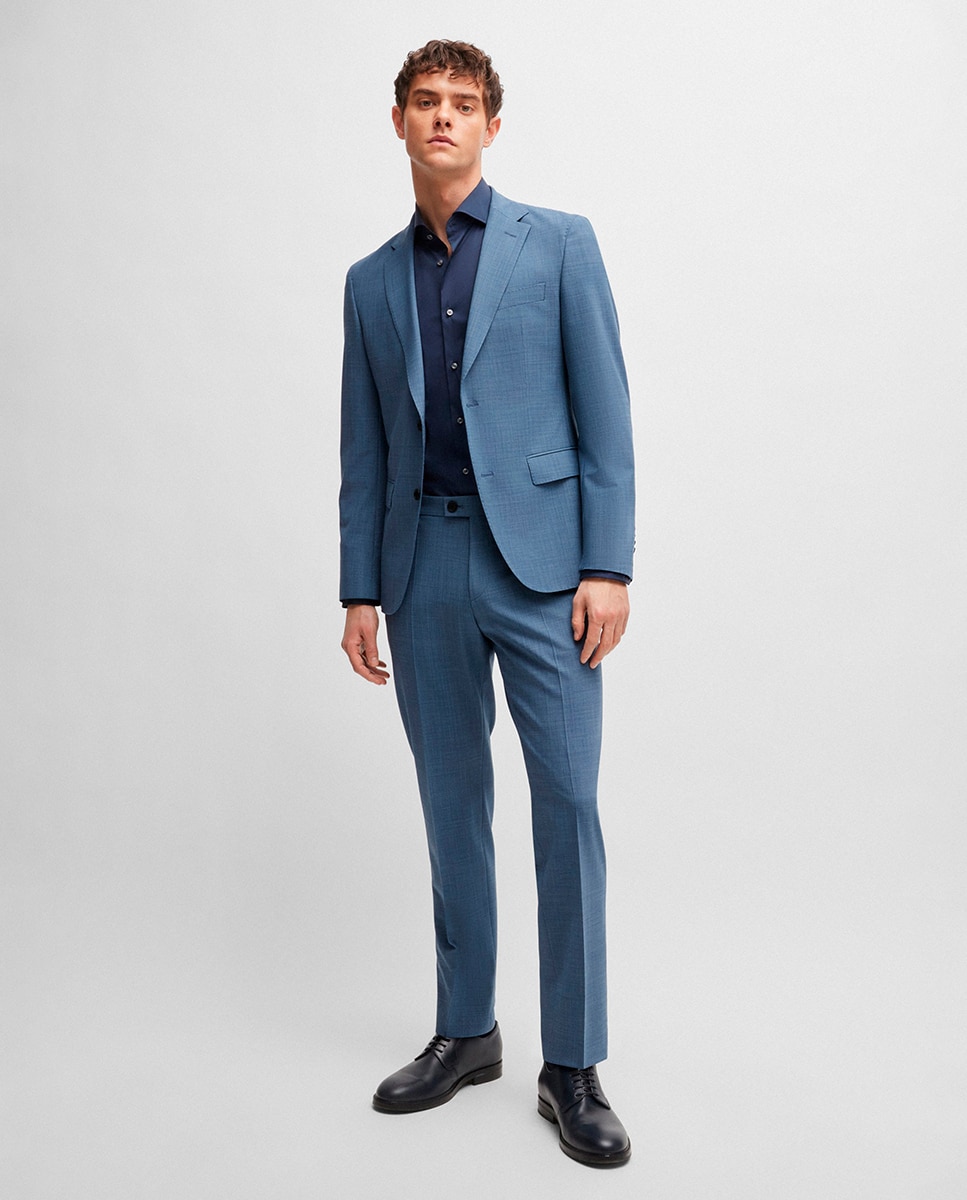 Camisa Slim Fit Fácil de Engomar e em Popelina de Mistura de Algodão Azul-marinho-6